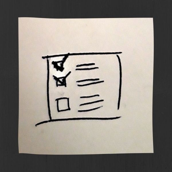 Stiliserad att göra-lista med några förbockade punkter.